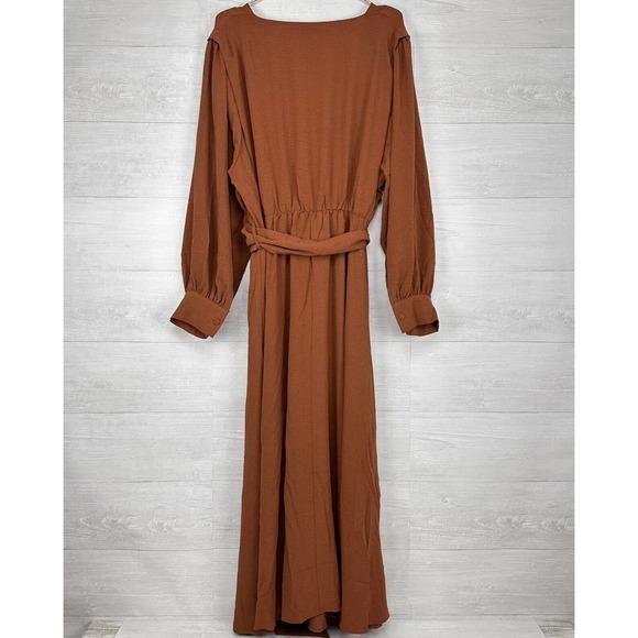Refinity City Chic Ellie Maxi Dress Size XXL/24 Faux Wrap Brown Long Sleeve Fall - Picture 8 of 16